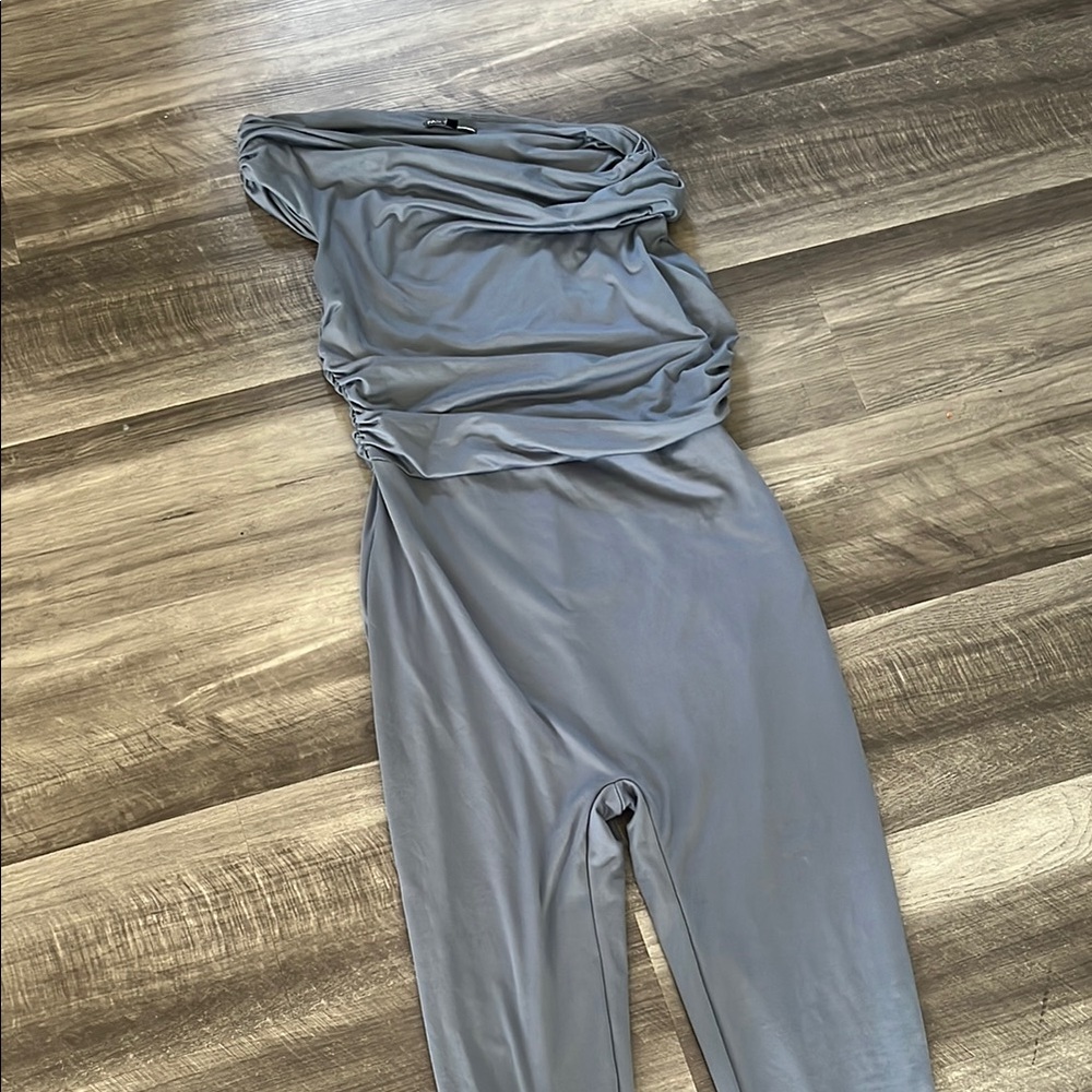 Fashion Nova Gray Wide-Leg Jumpsuit
